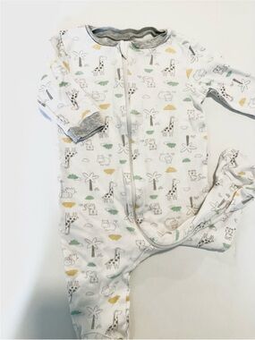 George Safari Print Zip One-Piece in White, Gray, Green, Yellow